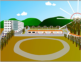 校園動畫場景flash矢量素材
