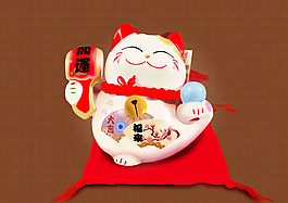 福來(lái)開(kāi)運(yùn)招財(cái)貓psd分層素材