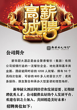 酒店企業(yè)高薪誠聘人才海報psd素材