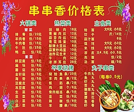 串串香价格表