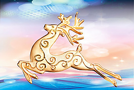 金屬麋鹿夢幻背景海報psd素材