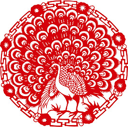 傳統(tǒng)剪紙孔雀矢量素材