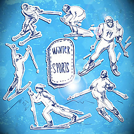 滑雪赛事插画矢量素材