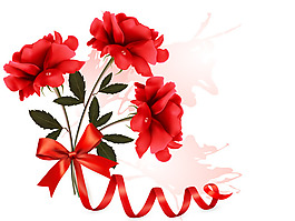 丝带玫瑰花矢量素材
