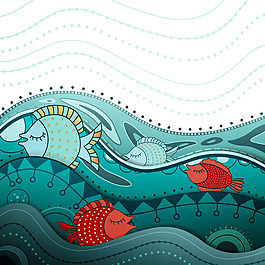 海洋魚類插畫矢量素材