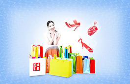 时尚购物美女图片psd分层素材