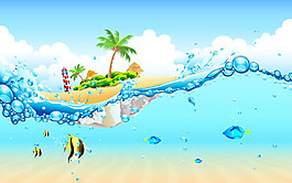 島嶼插畫矢量素材