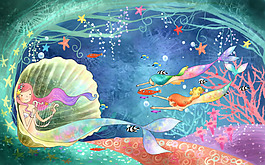 卡通美人魚圖片psd素材
