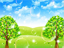 綠樹背景矢量素材