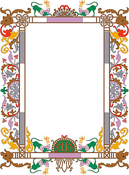 古典動物邊框psd素材