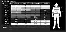 淘寶詳情頁男裝尺碼推薦表模板