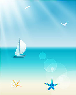 海洋帆船背景矢量素材
