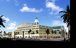 藍天白云歐式建筑群效果圖