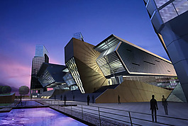創(chuàng)意異形建筑物夜景效果圖