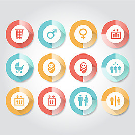 圓形婦幼保健圖標矢量素材