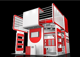 红色展会特装3D模型