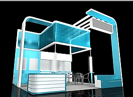 淺藍(lán)色展示展覽效果圖