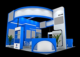 深藍色展會特裝3D模型設計