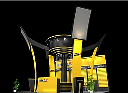 黃色個(gè)性展會(huì)展示3D模型設(shè)計(jì)文件