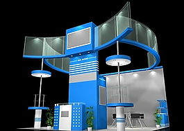 藍(lán)色展會(huì)展示3D模型設(shè)計(jì)下載