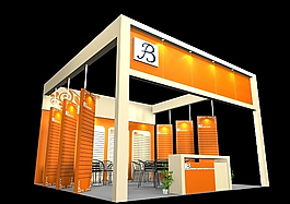 黃色展位展示3D模型設(shè)計(jì)