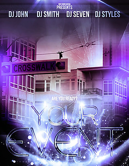 炫麗酒吧夜店活動海報PSD素材