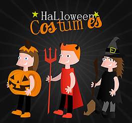 萬圣節(jié)裝扮人物矢量素材