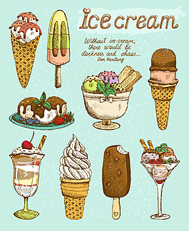 復(fù)古彩繪冰淇淋矢量素材