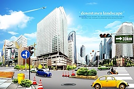 高清城市中心路口PSD