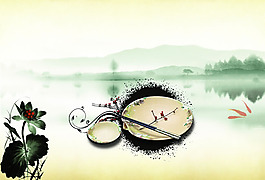 水墨山水畫元素PSD分層素材