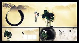 水墨荷花PSD素材