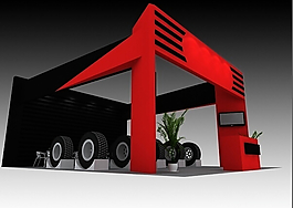 红色展台3Dmax模型设计
