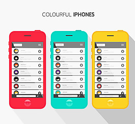 彩色iPhone5C矢量素材