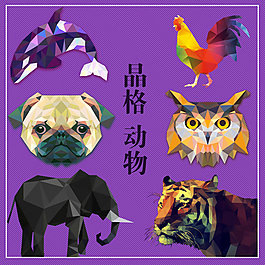 创意动物设计矢量图 晶格