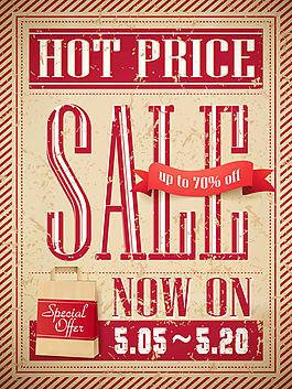 紅色系促銷海報矢量素材