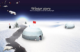 圣誕雪景圖片PSD素材