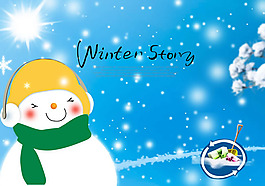 冬天雪人圖片PSD分層素材