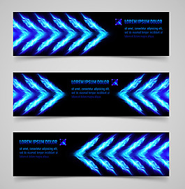 藍色箭頭banner矢量素材