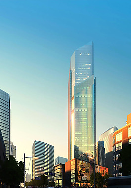 城市摩天大樓景觀PSD分層素材