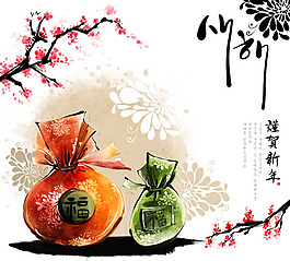 中國風(fēng)謹(jǐn)賀新年海報PSD素材