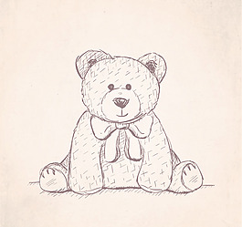 手繪憨厚泰迪熊矢量素材