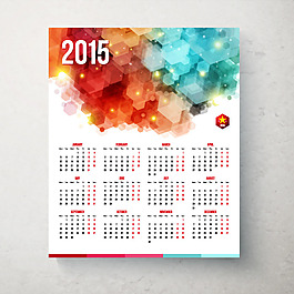 2015梦幻六边形年历矢量图
