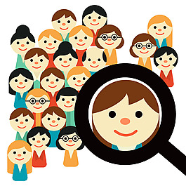 卡通搜索人物插畫矢量素材