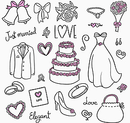 婚禮元素設計矢量素材
