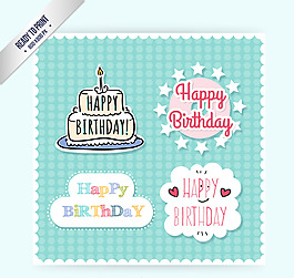 清新生日标签矢量素材