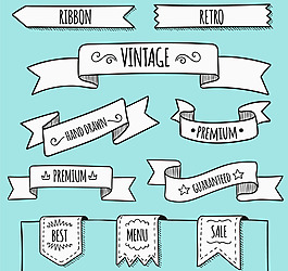 復(fù)古絲帶條幅矢量素材