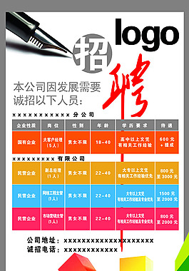 公司招聘x展架模板PSD素材