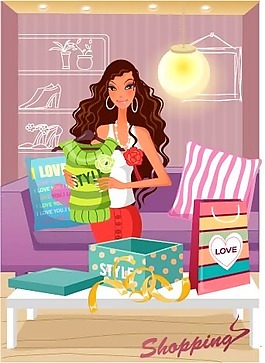 女性購物矢量22