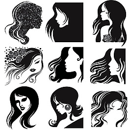女性頭部剪影矢量