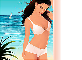 海邊的泳裝美女